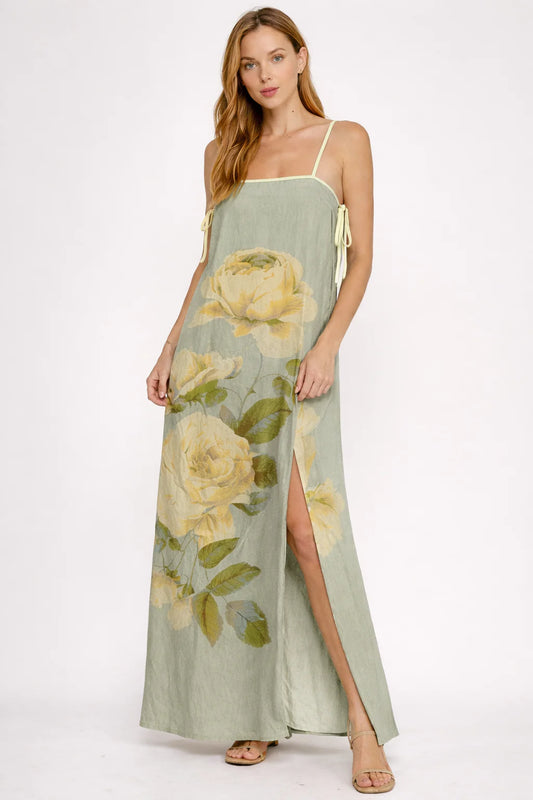 Floral Print Side Slit Maxi Dress