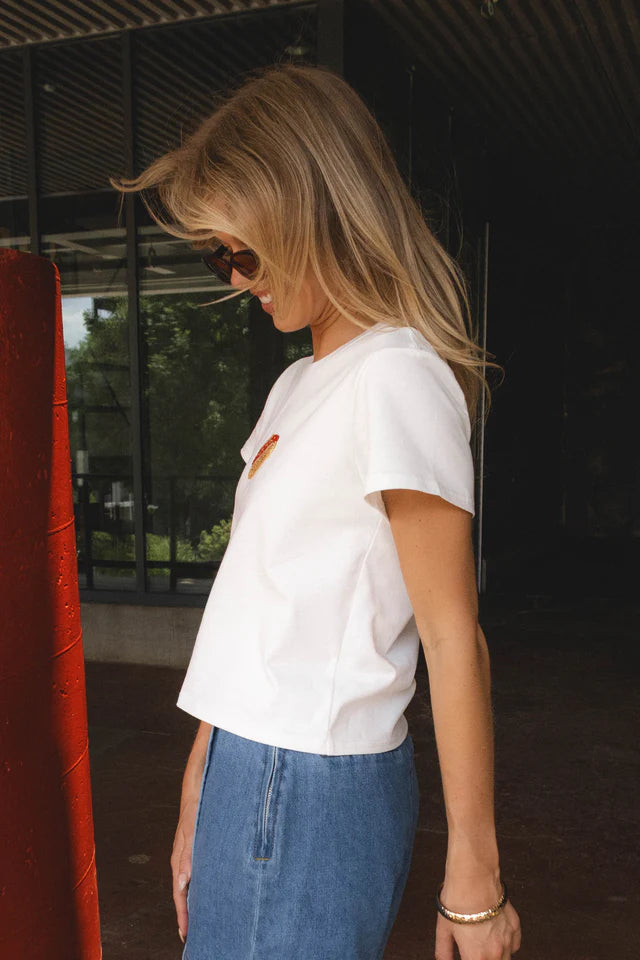 Baby Tee With Beaded Hotdog