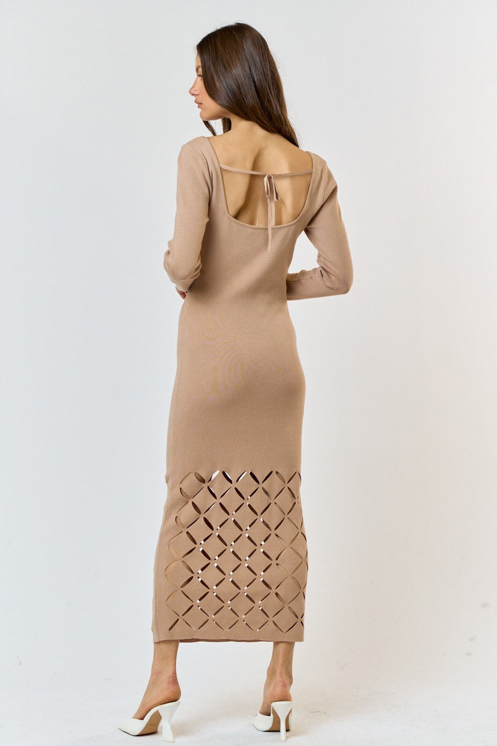 Long Sleeve Diamond Cutout Dress