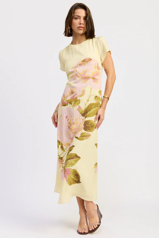 Lace Back Short Sleeve Maxi Dress
