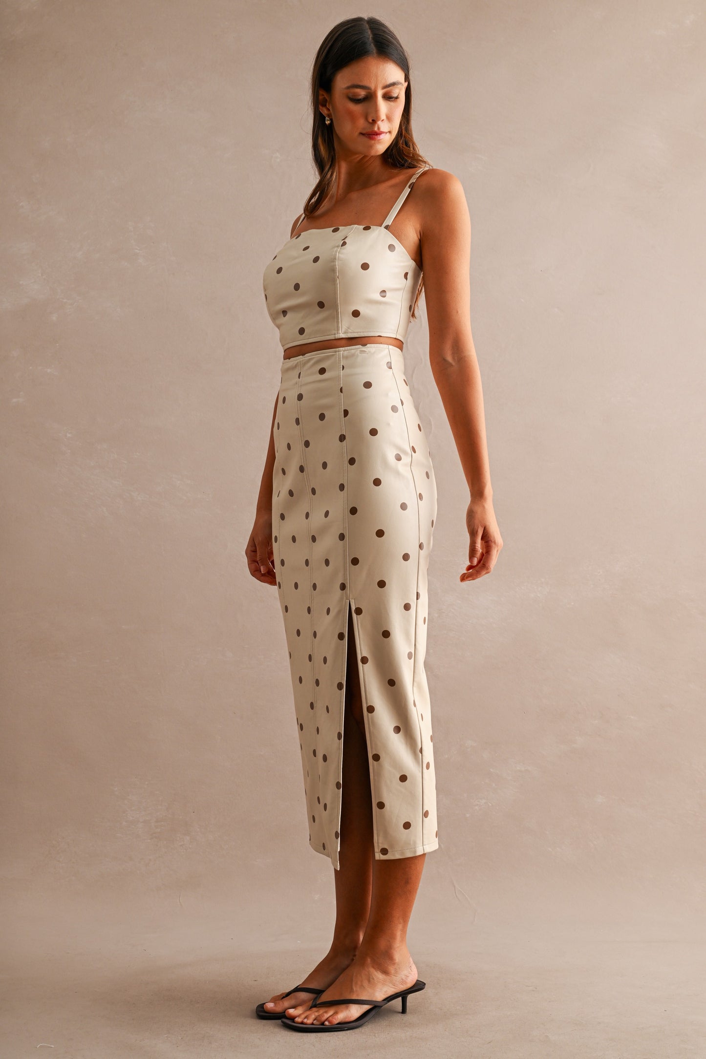 Faux Leather Polka Dot Cami Top
