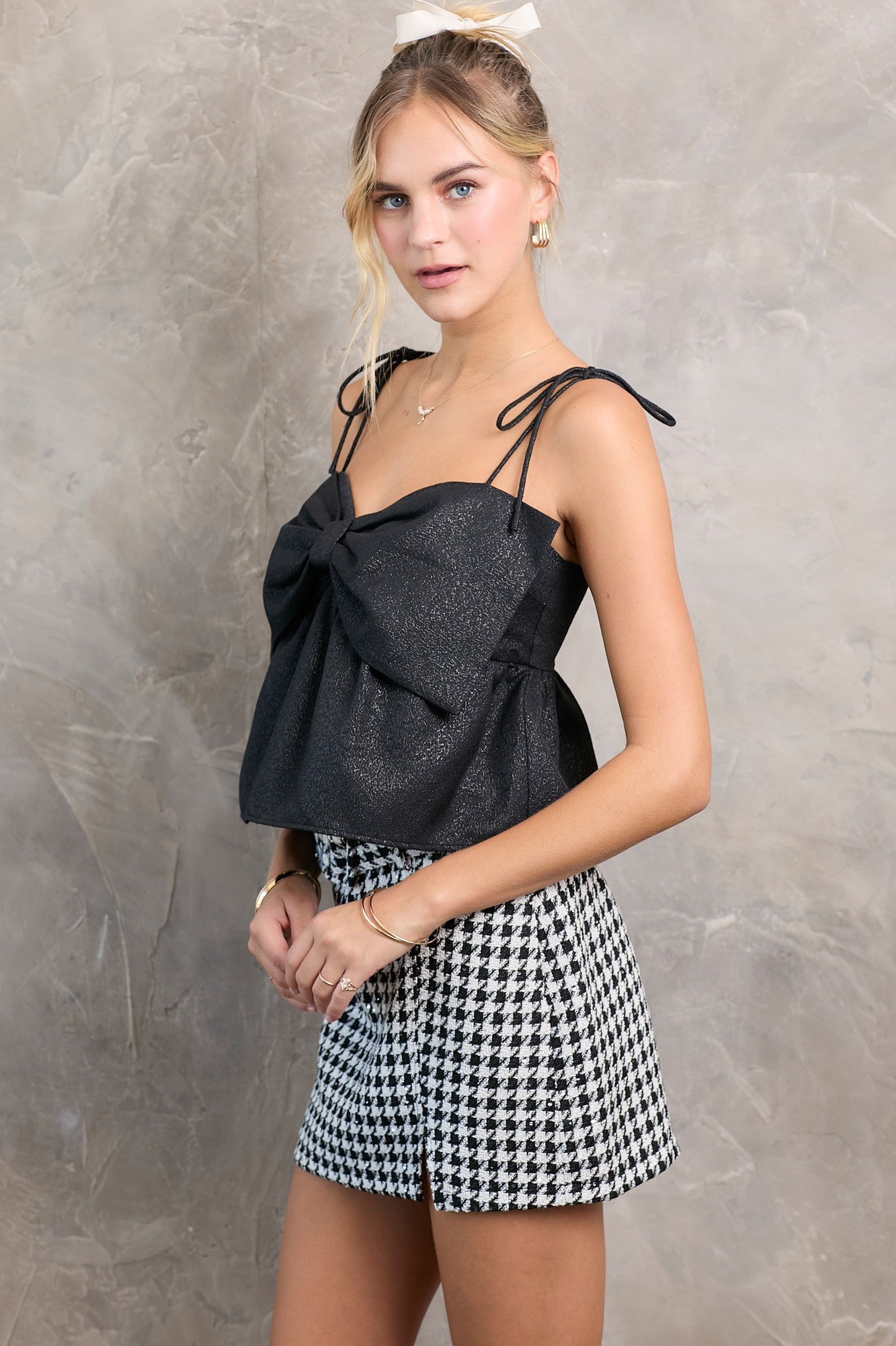 Metallic Bow Front Top