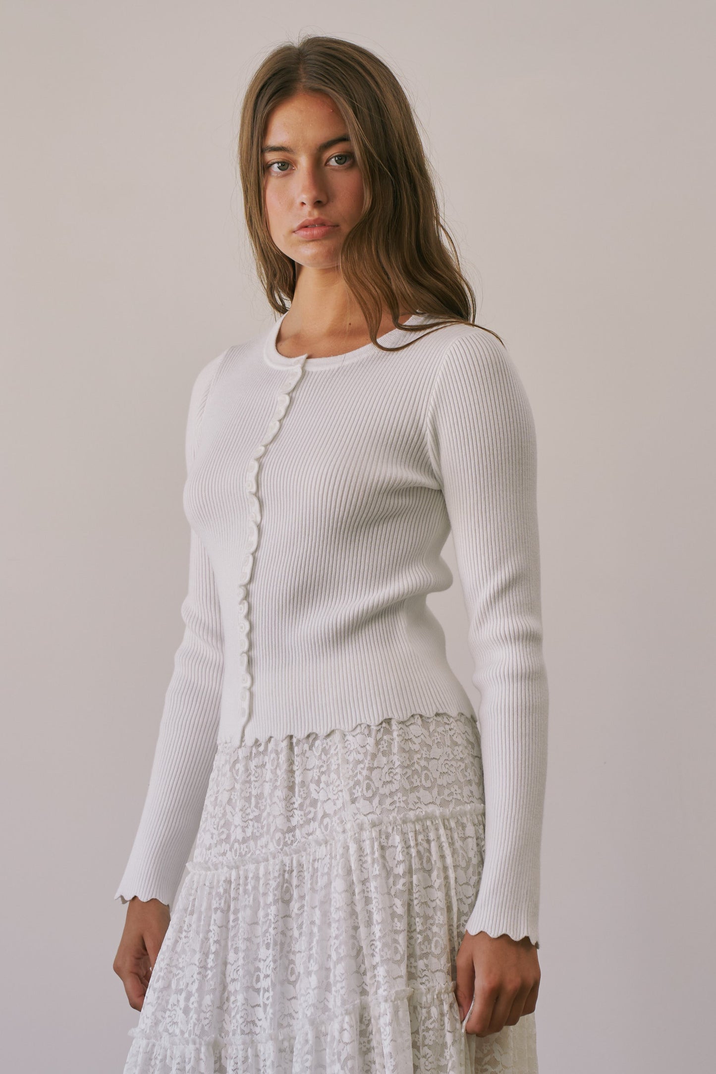 Acacia Scalloped Edge Cardigan