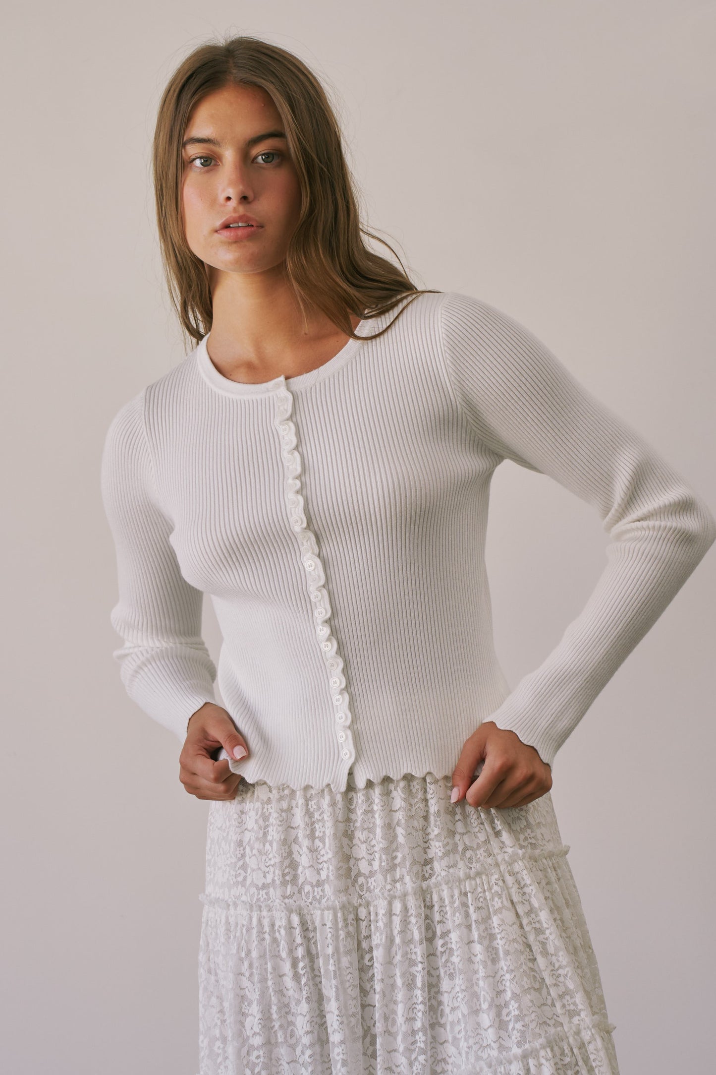 Acacia Scalloped Edge Cardigan