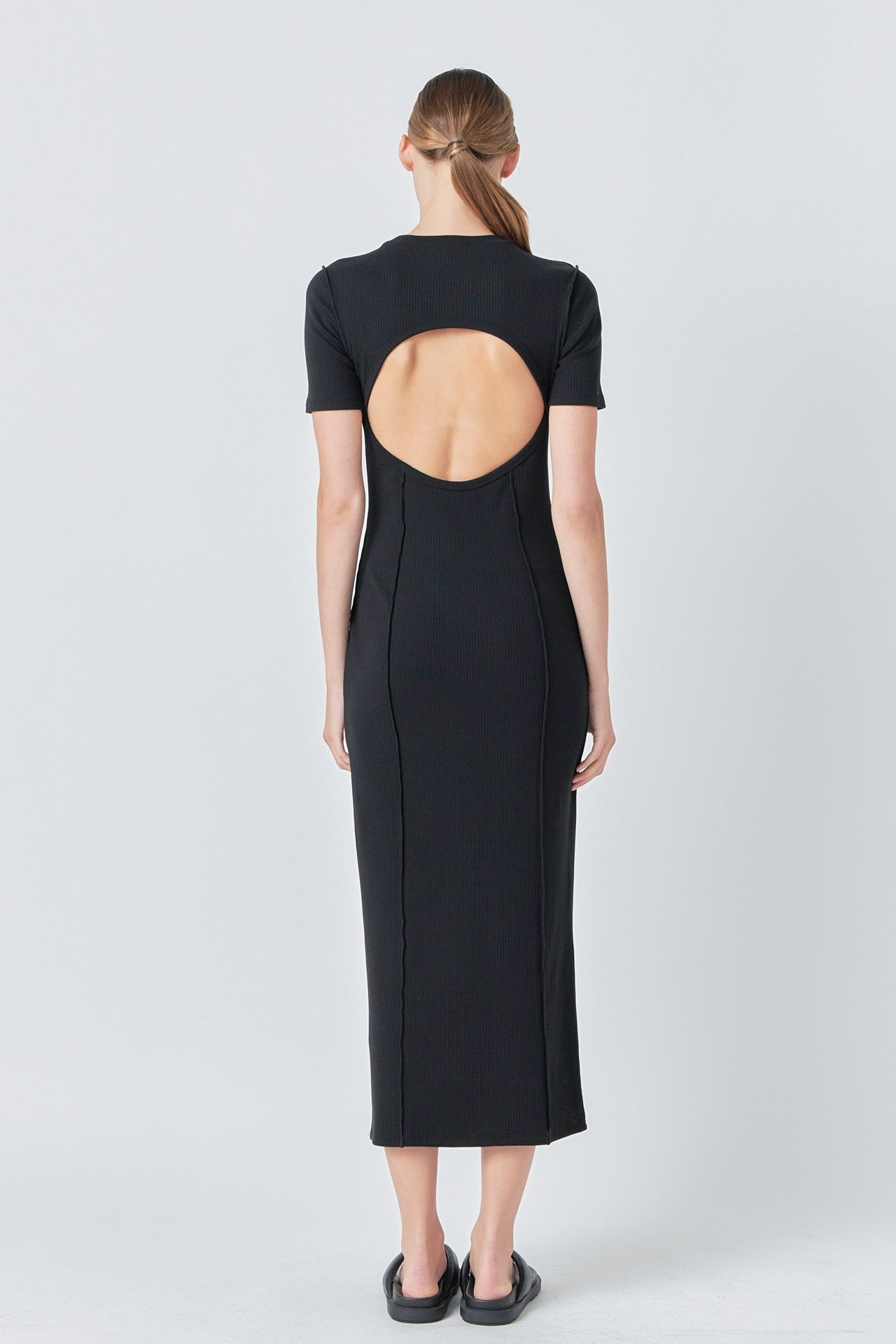 Overlock Piping Knit Maxi Dress