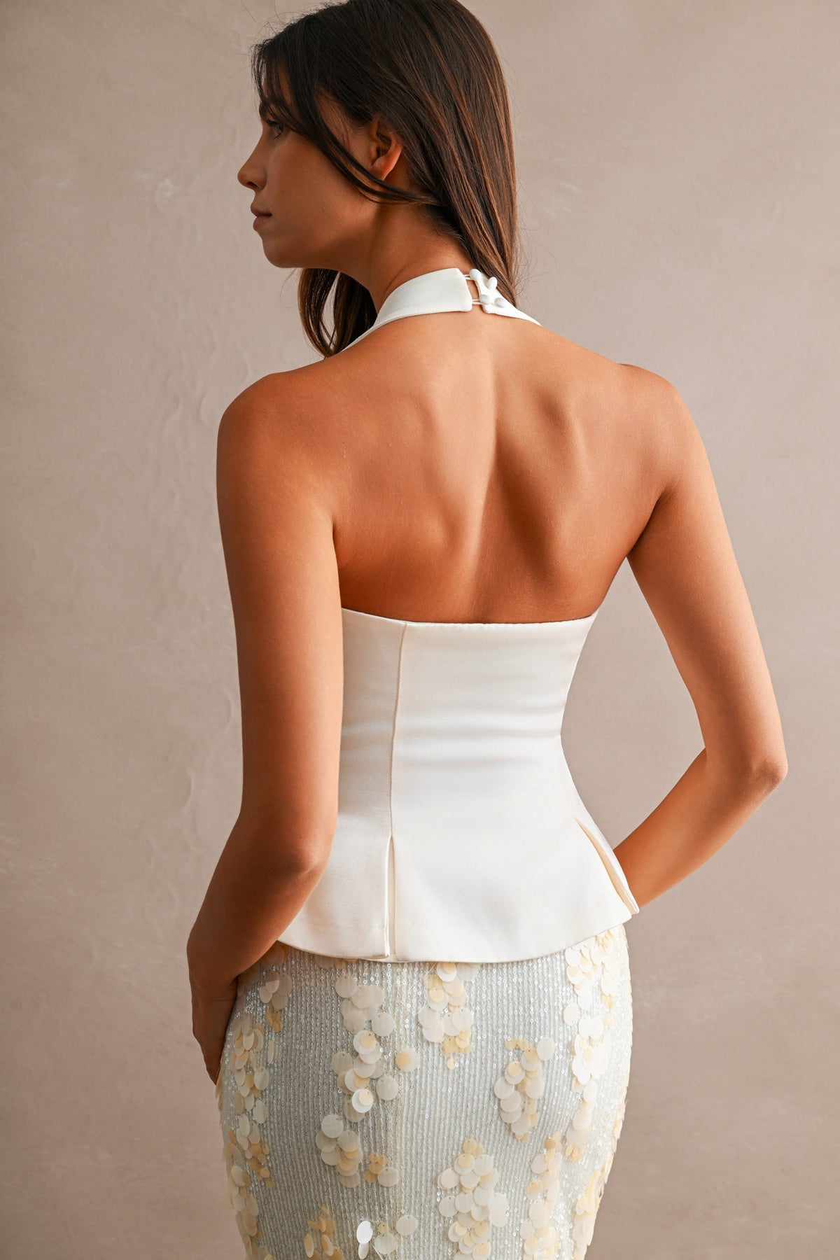 Sweetheart Halter Neck Peplum Top
