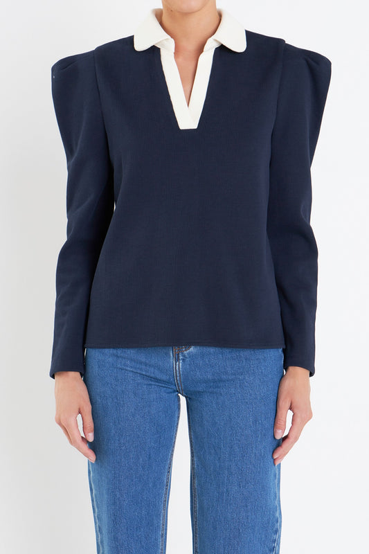 Polo Collar Sweatshirt