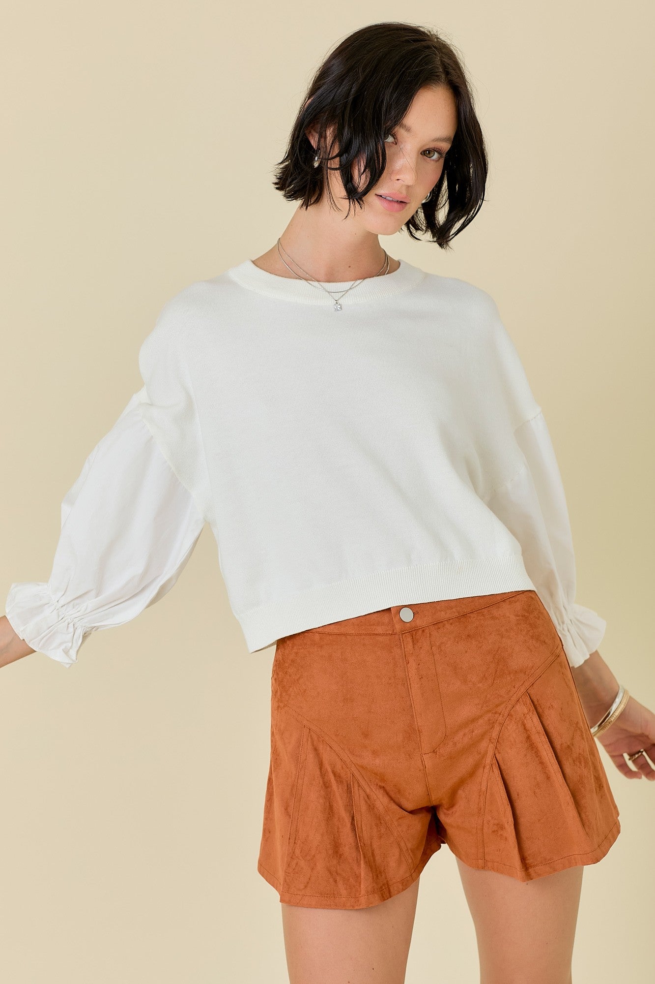 Poplin Sleeve Sweater