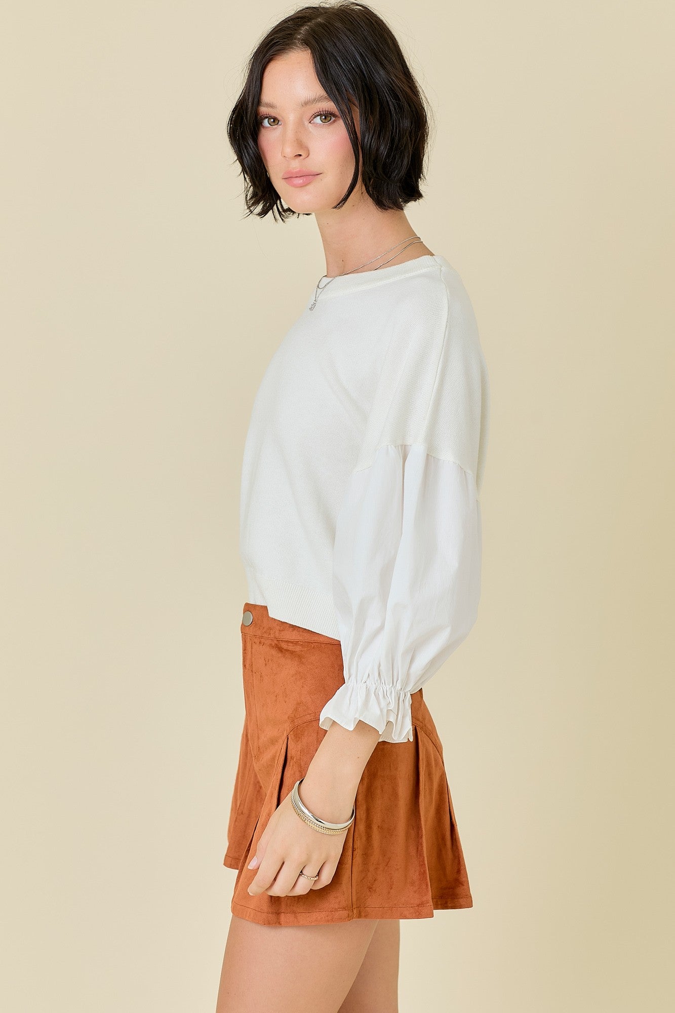 Poplin Sleeve Sweater