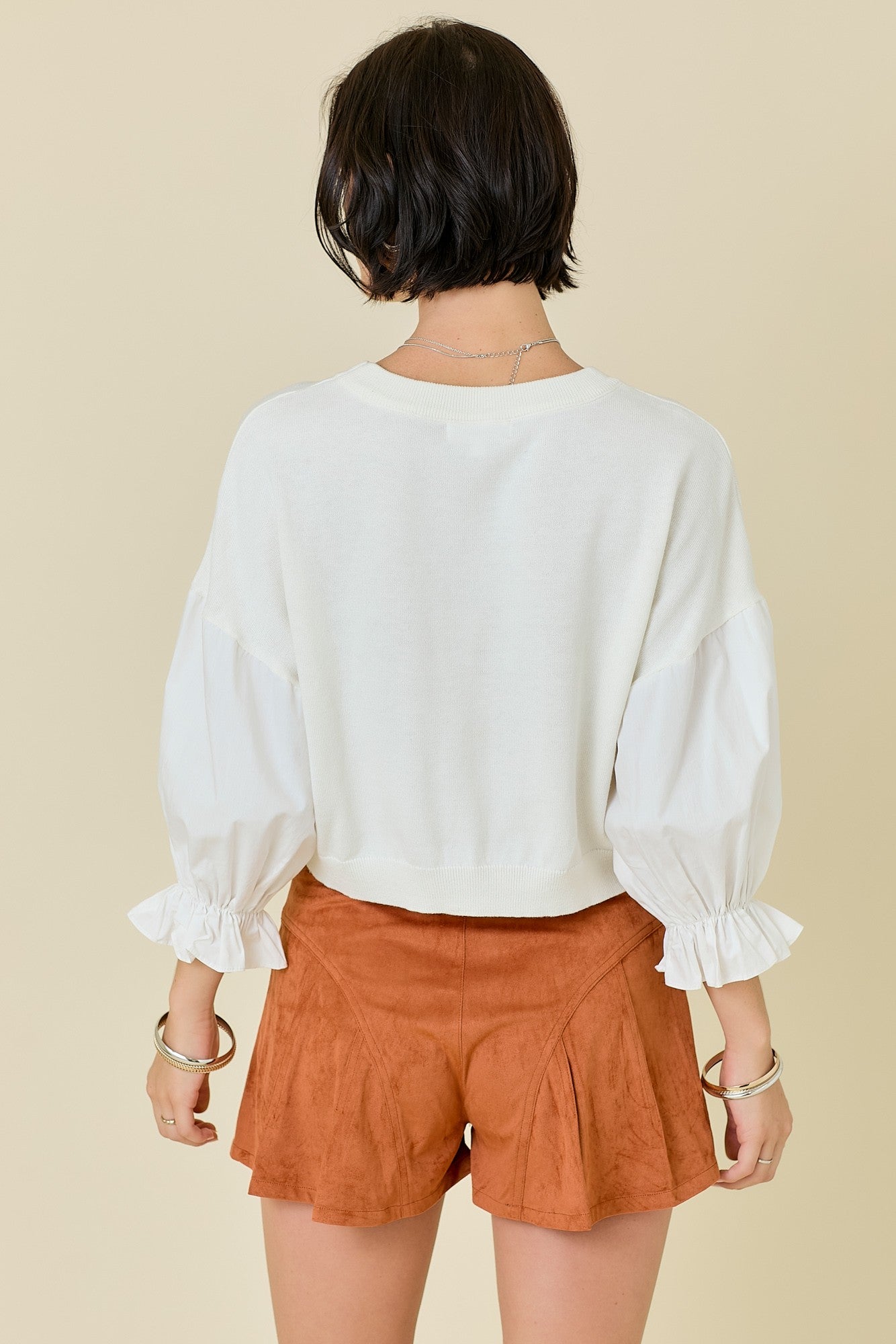 Poplin Sleeve Sweater