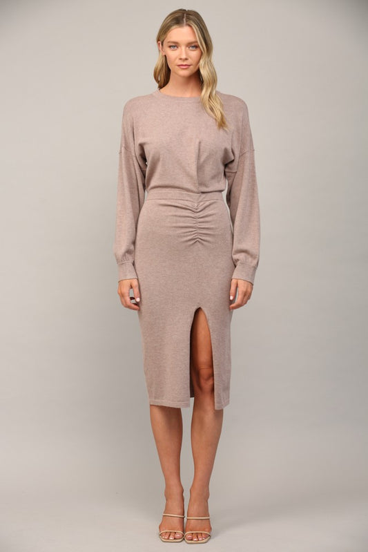 Ruched Detail Sweater Dress