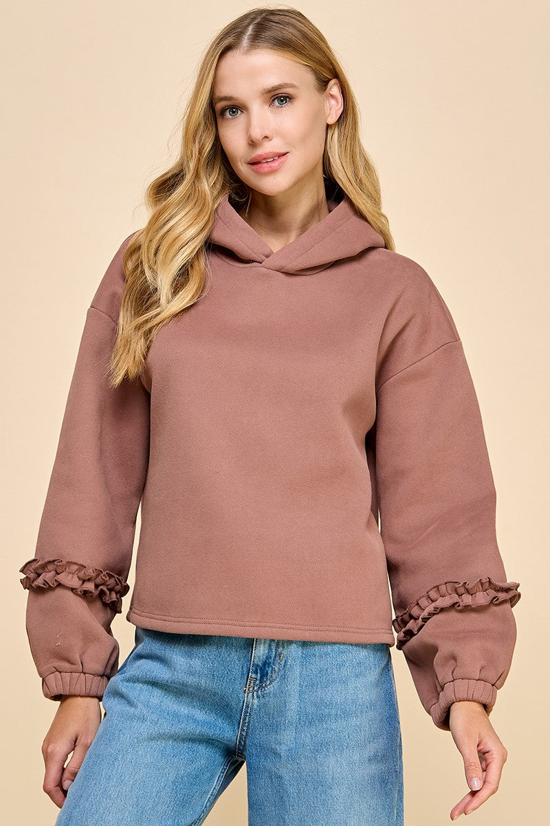 Ruffle Trim Hoodie