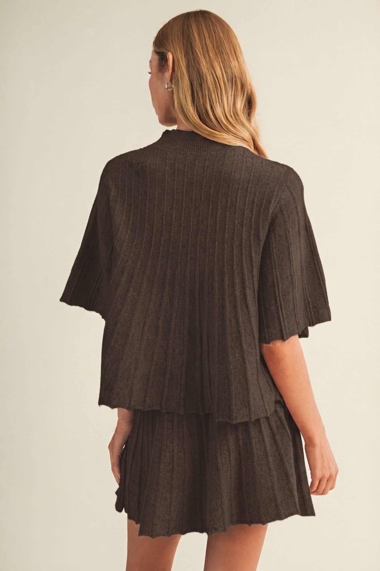 Bell Sleeve Wide-rib Knit Pullover