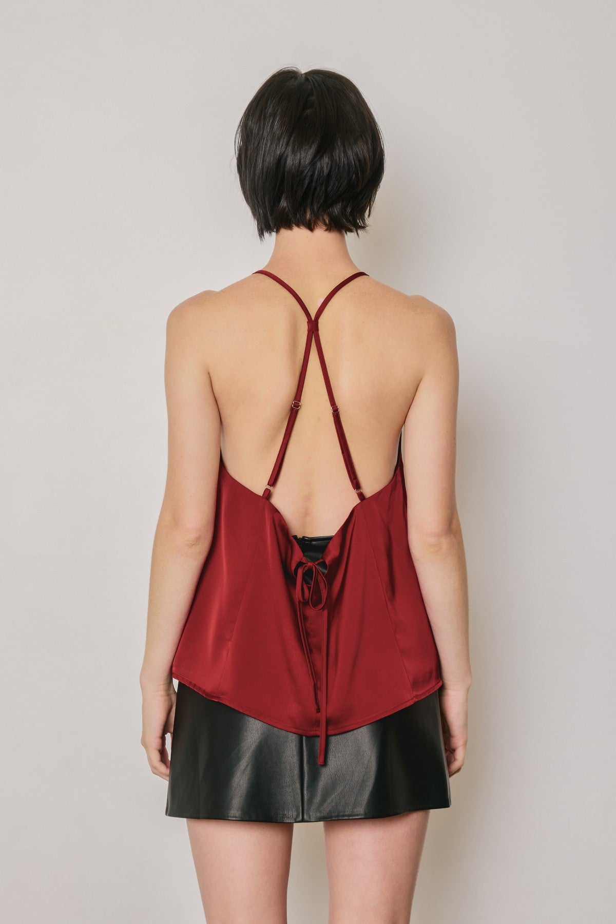 Satin Deep V Flared Top