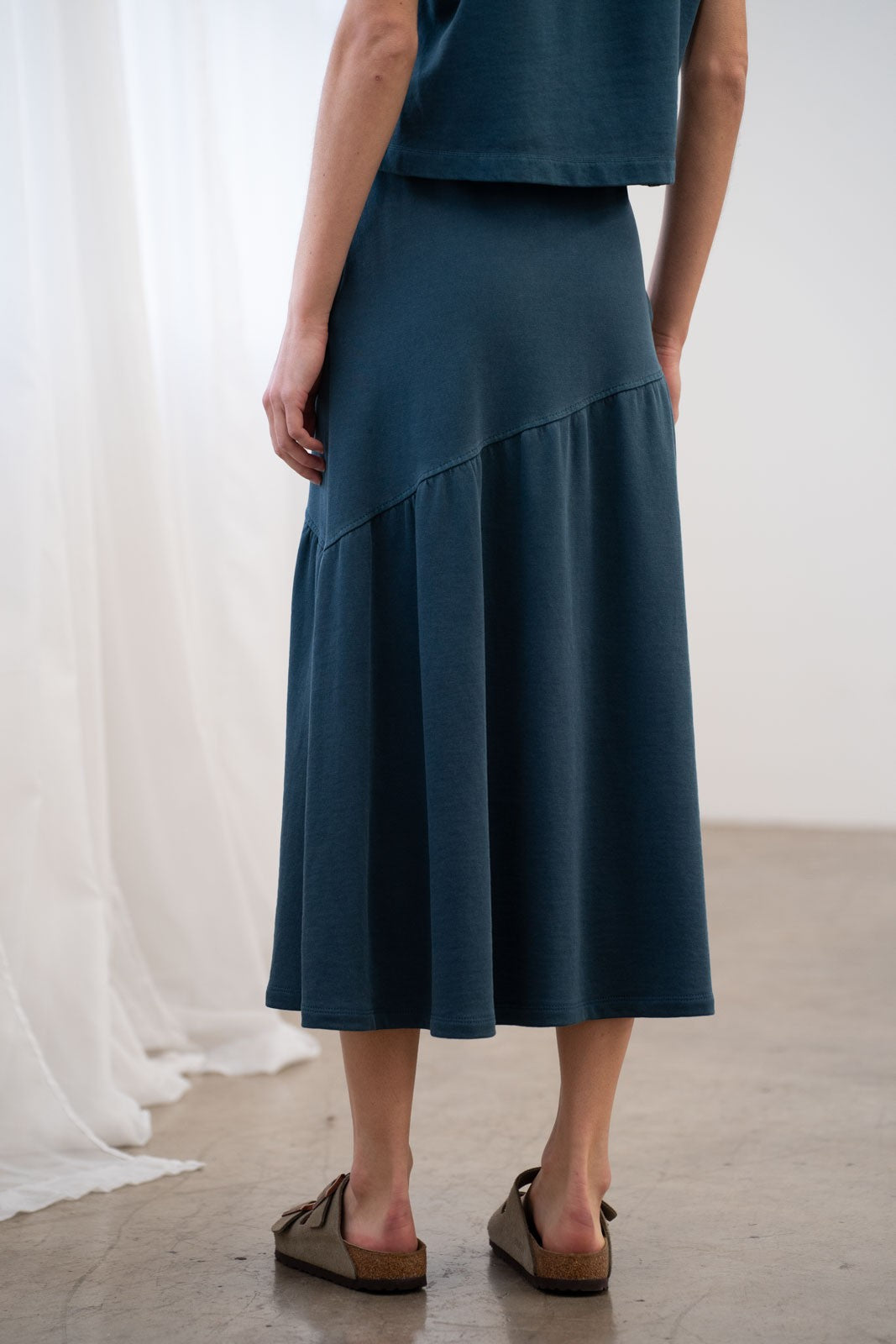 Asymmetric Tiered Ruffled Midi Casual Skirt