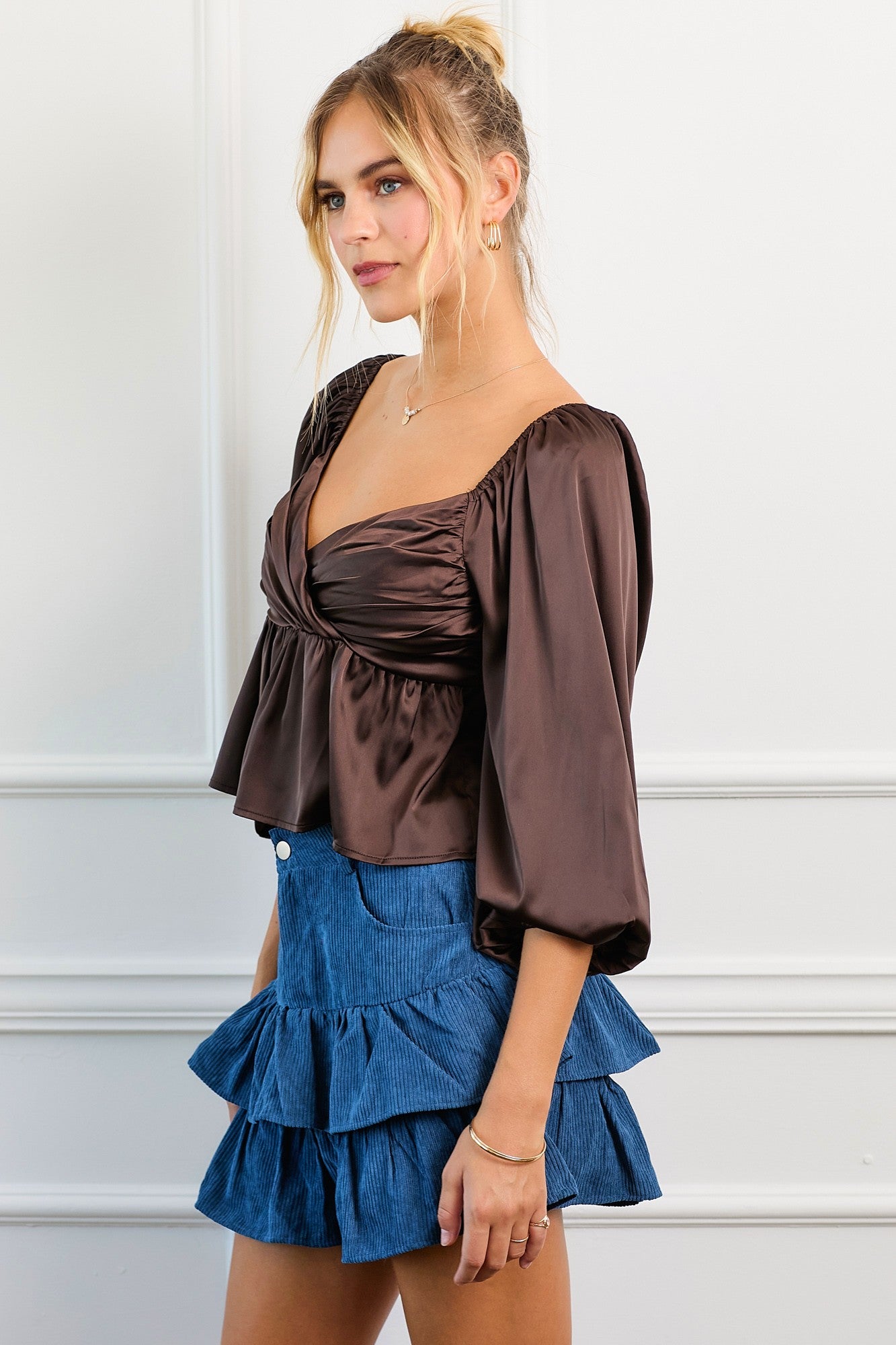 Satin Babydoll Blouse