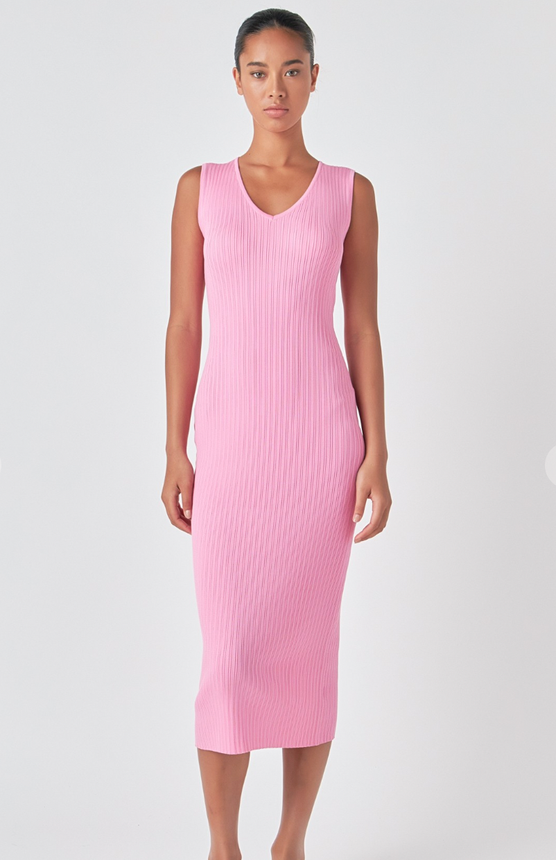 Ribbed Sleeveless Midi Dress