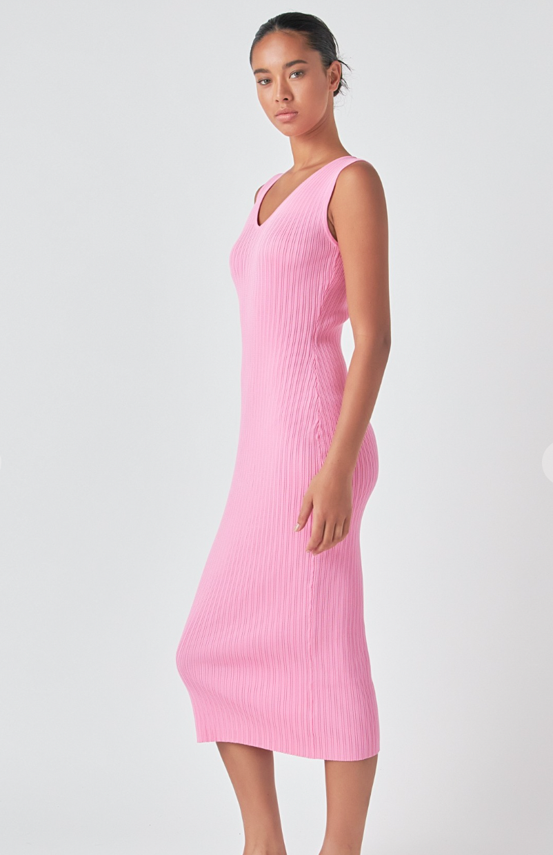 Ribbed Sleeveless Midi Dress