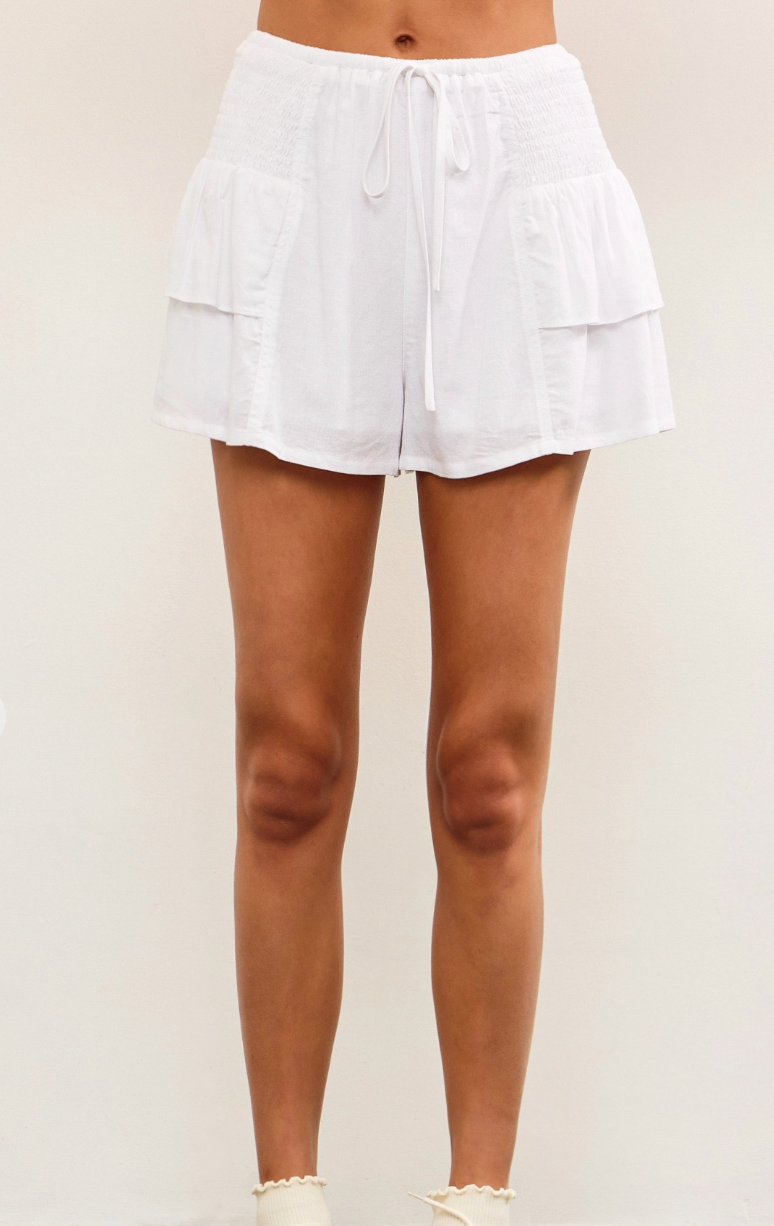 Side Smocked Tiered Ruffle Shorts