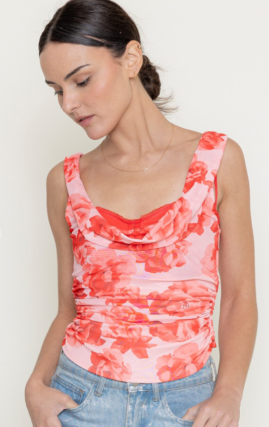 Floral Mesh Insert Top