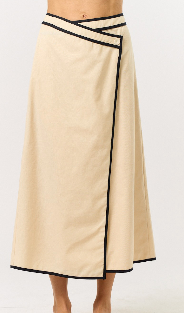 Maxi Wrap Skirt With Contrast Detail (Set)