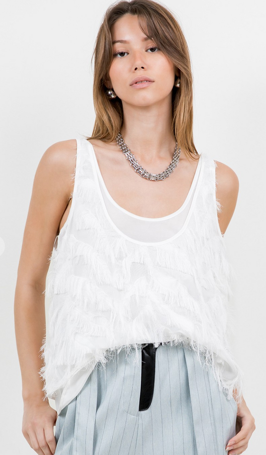 Textured Fringe Double Layered Top