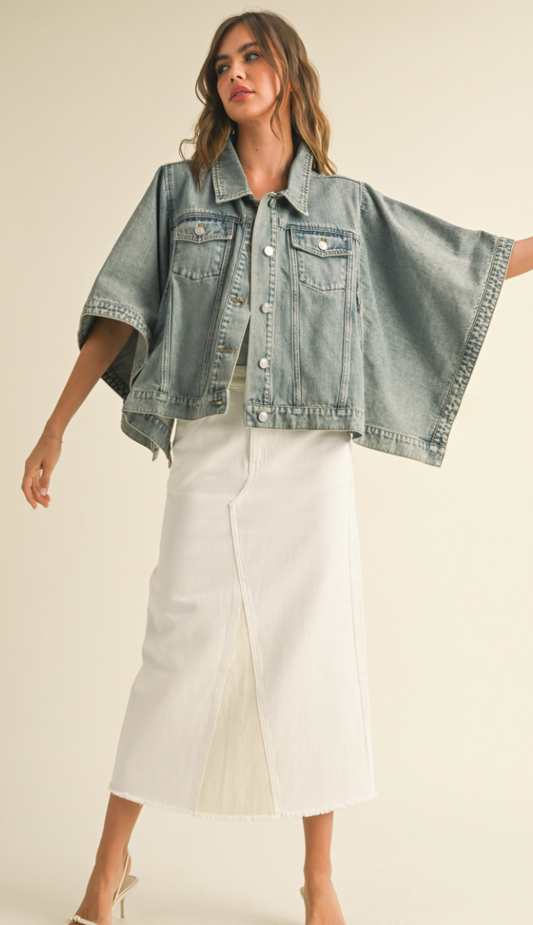 Cape Style Denim Jacket