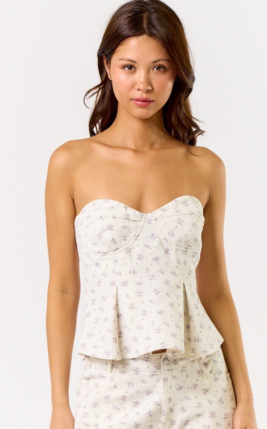 Denim Flower Tube Top