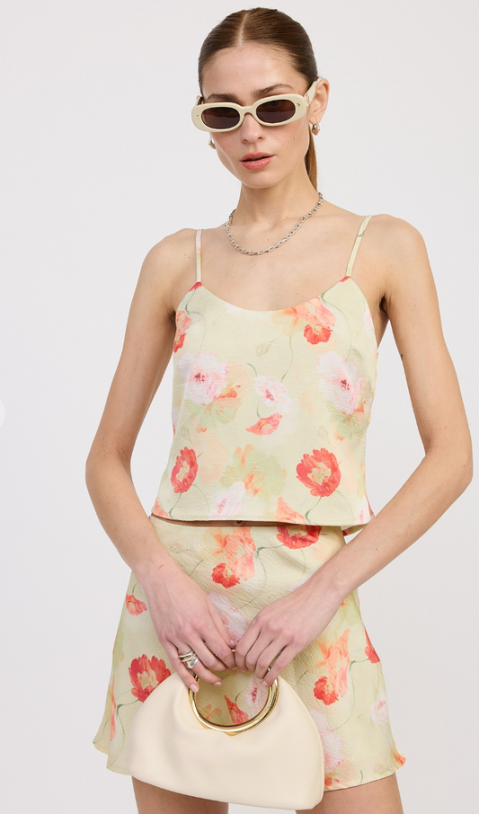 Satin Floral Tie Back Top