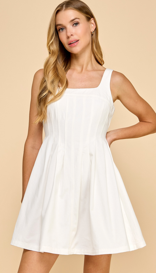 Fit and Flare Pleated Dress