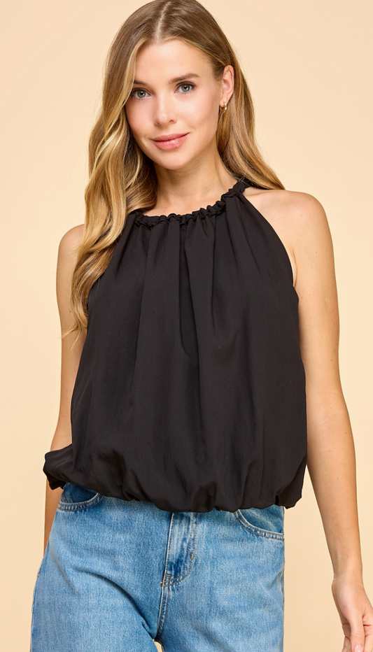 Gathered Neckline Halter Top