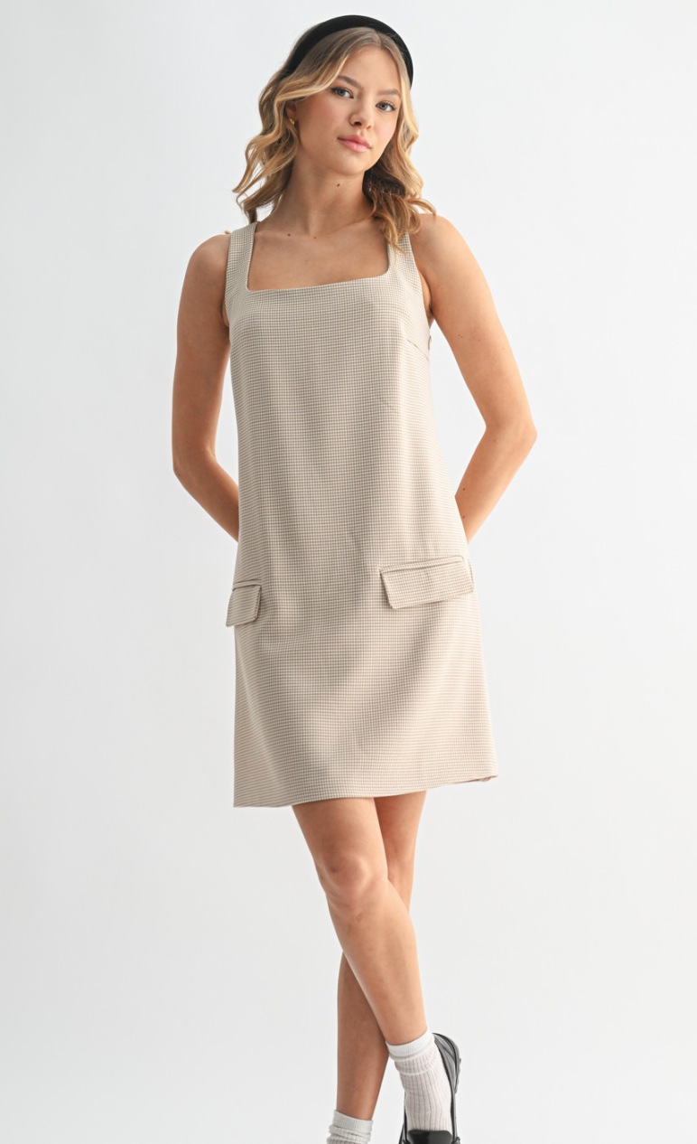 Plaid Square Neck Mini Dress