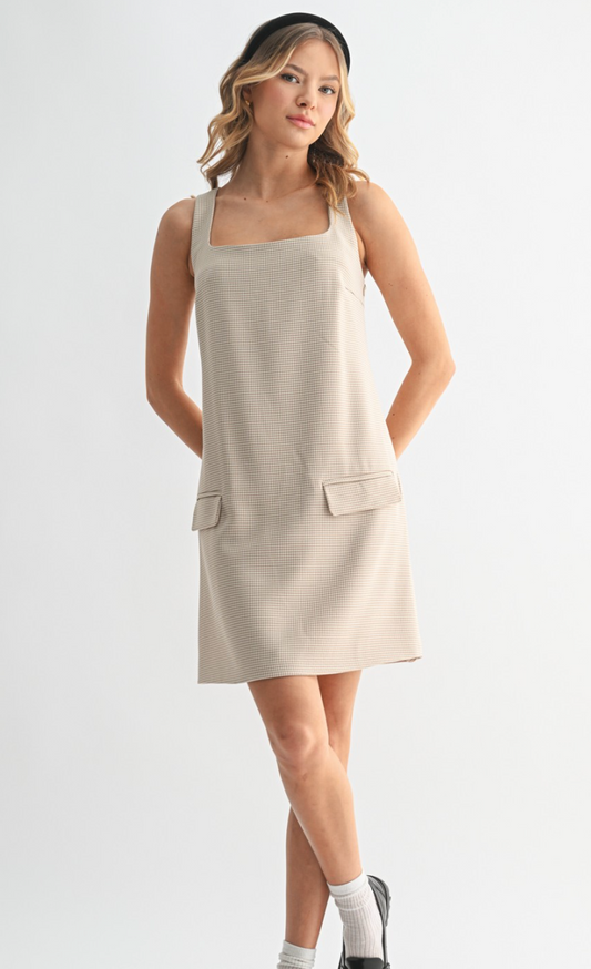 Plaid Square Neck Mini Dress