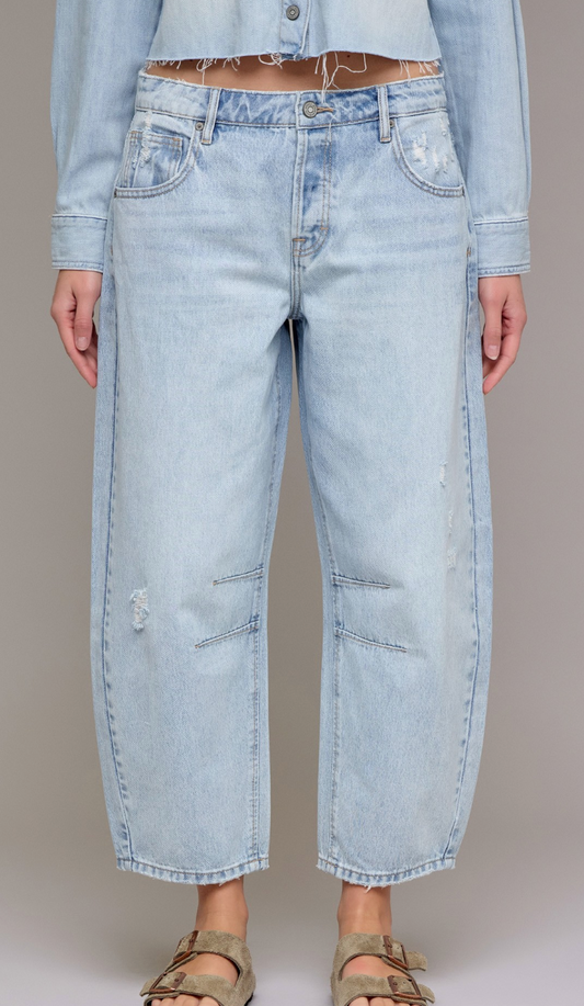 Light Wash Crop Barrel Jeans