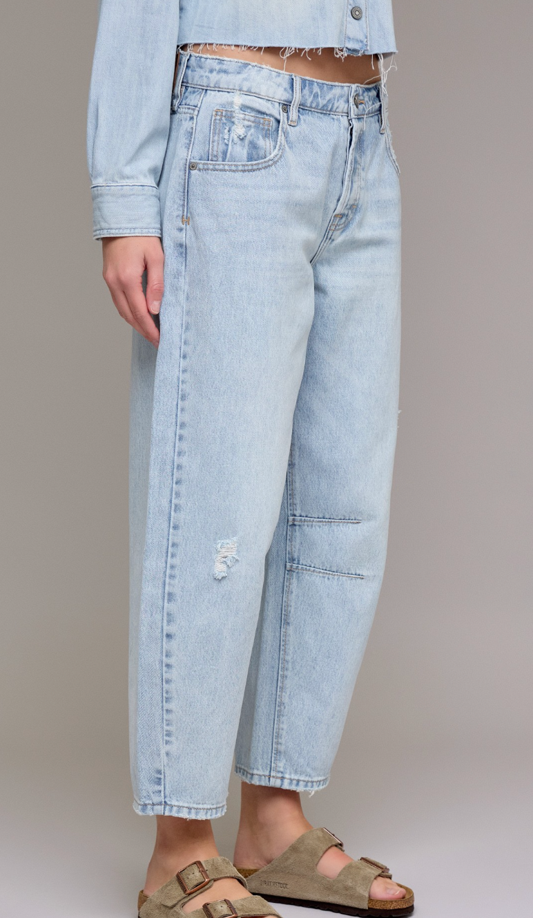 Light Wash Crop Barrel Jeans