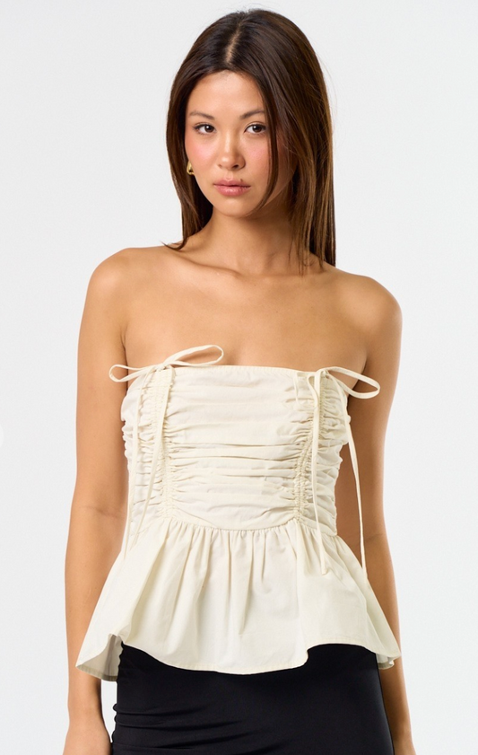Ruched Babydoll Tube Top