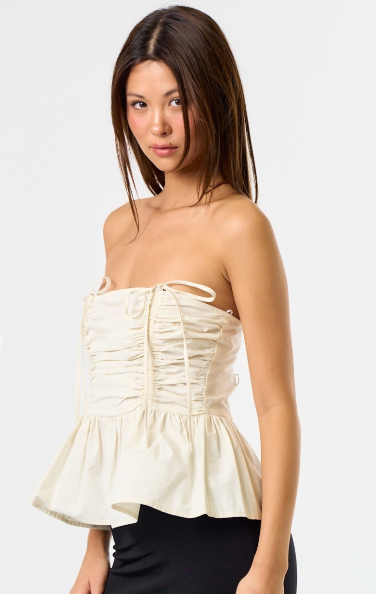 Ruched Babydoll Tube Top