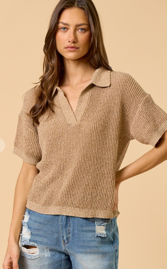 Short Sleeve Collared Top