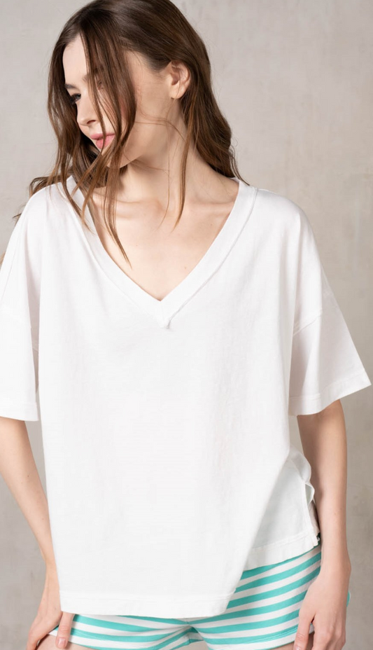 Jersey V-Neck Basic Tee