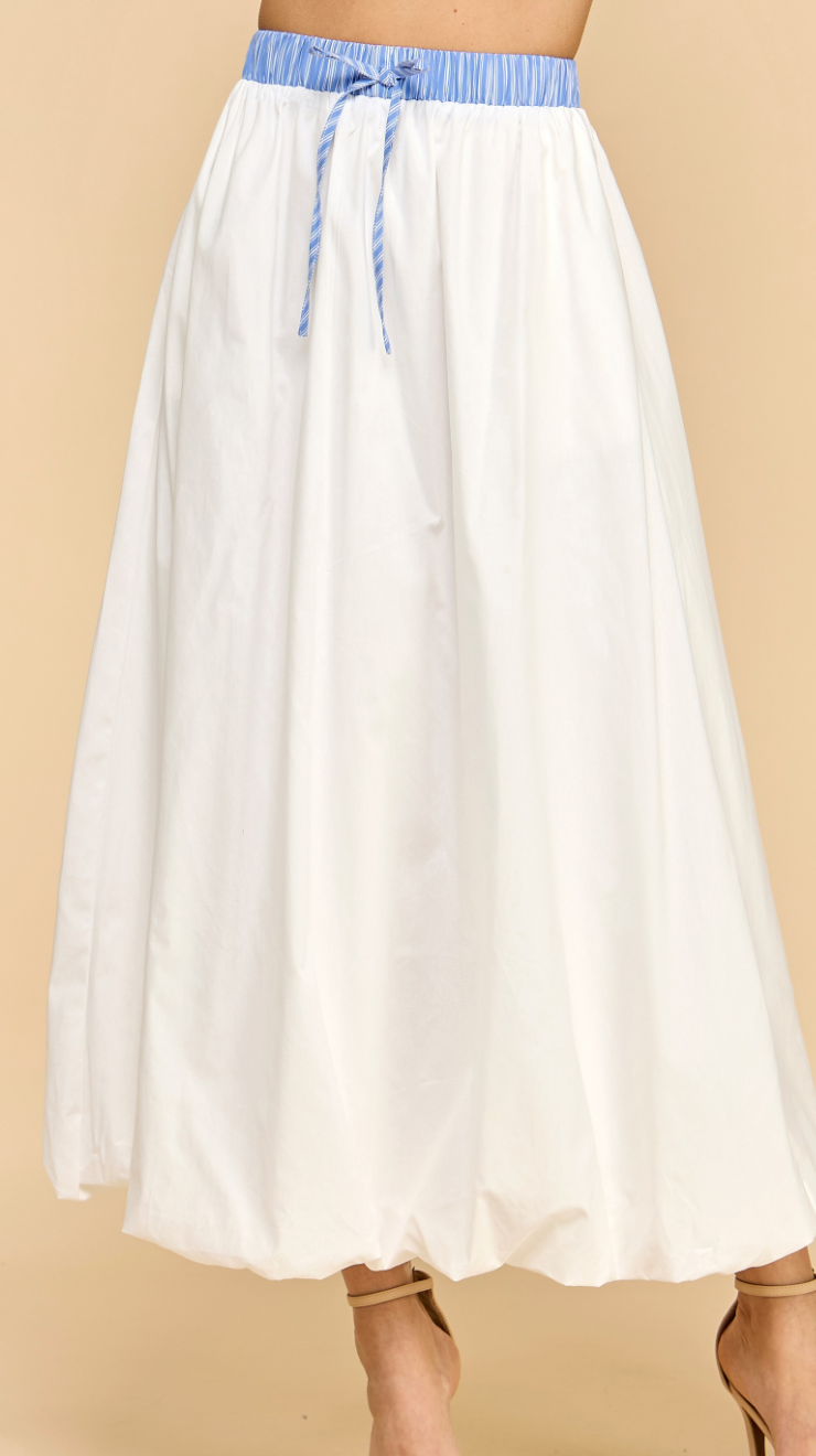 Stripe Waist Detail Midi Skirt
