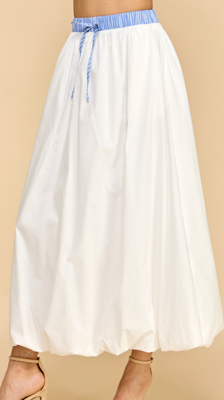 Stripe Waist Detail Midi Skirt