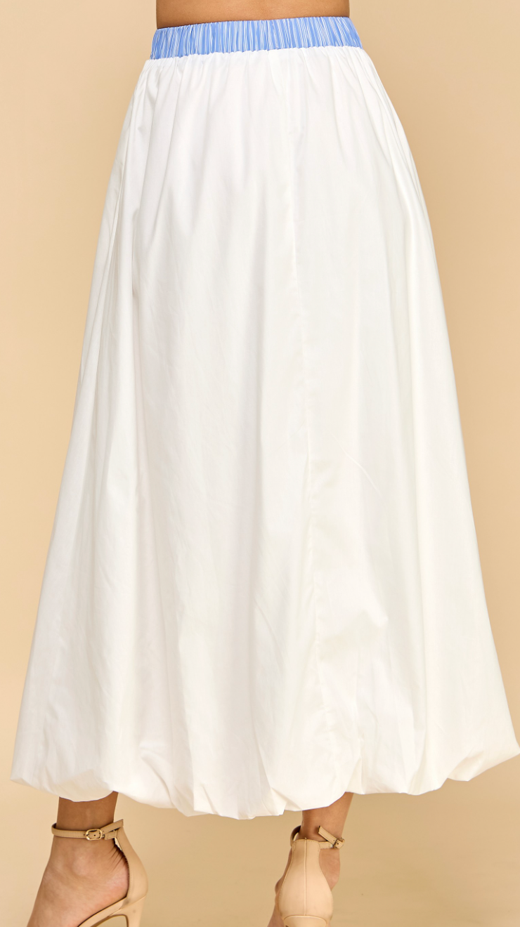Stripe Waist Detail Midi Skirt