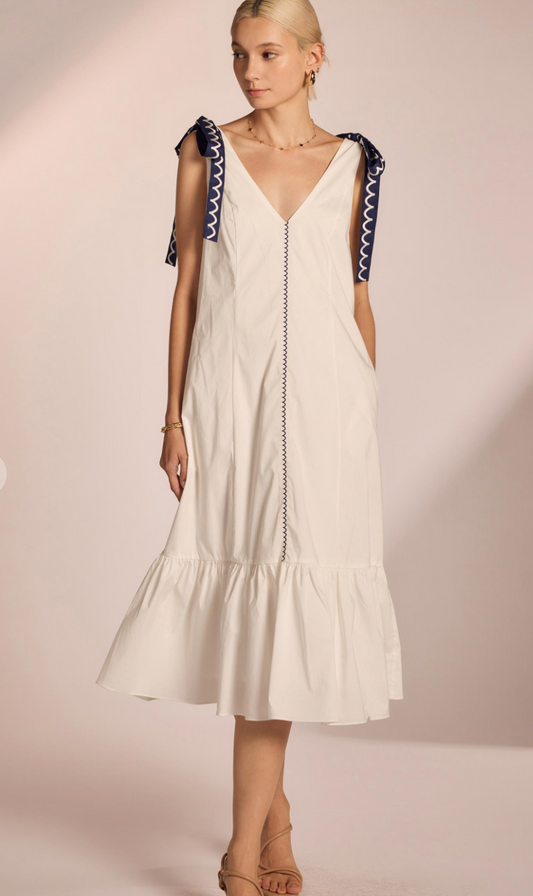 Scallop Embroidery Midi Dress