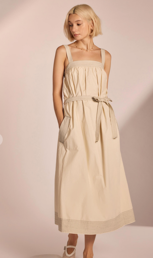 Top Stitch Midi Dress