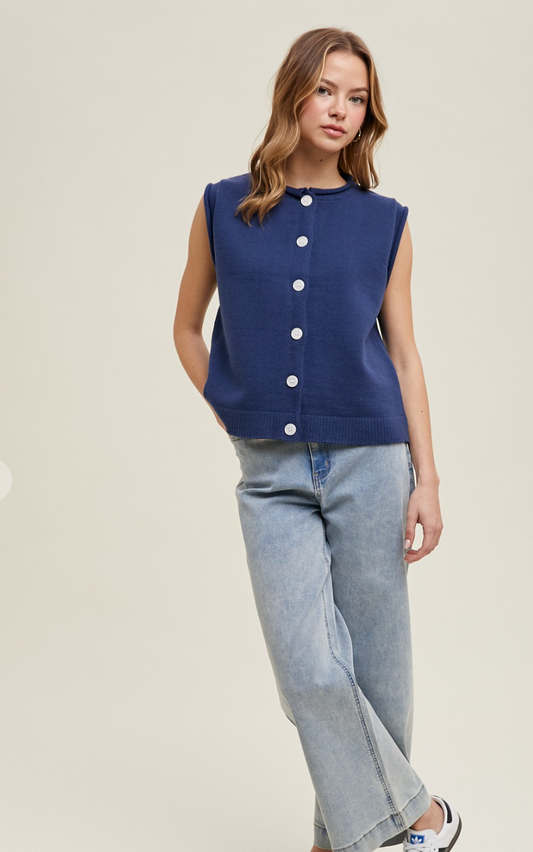 Button Up Sweater Vest