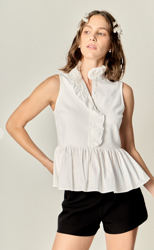 Ruffle Detail Peplum Top