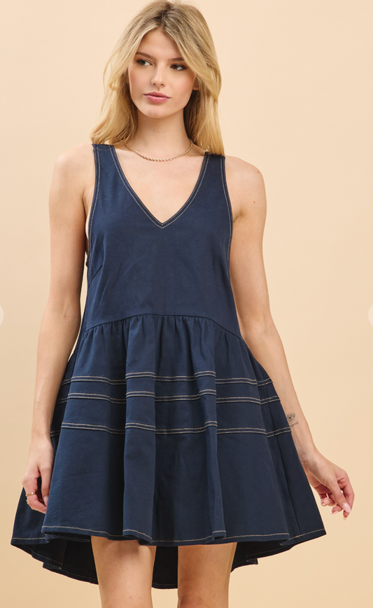 Deep V Neck Sleeveless Dress