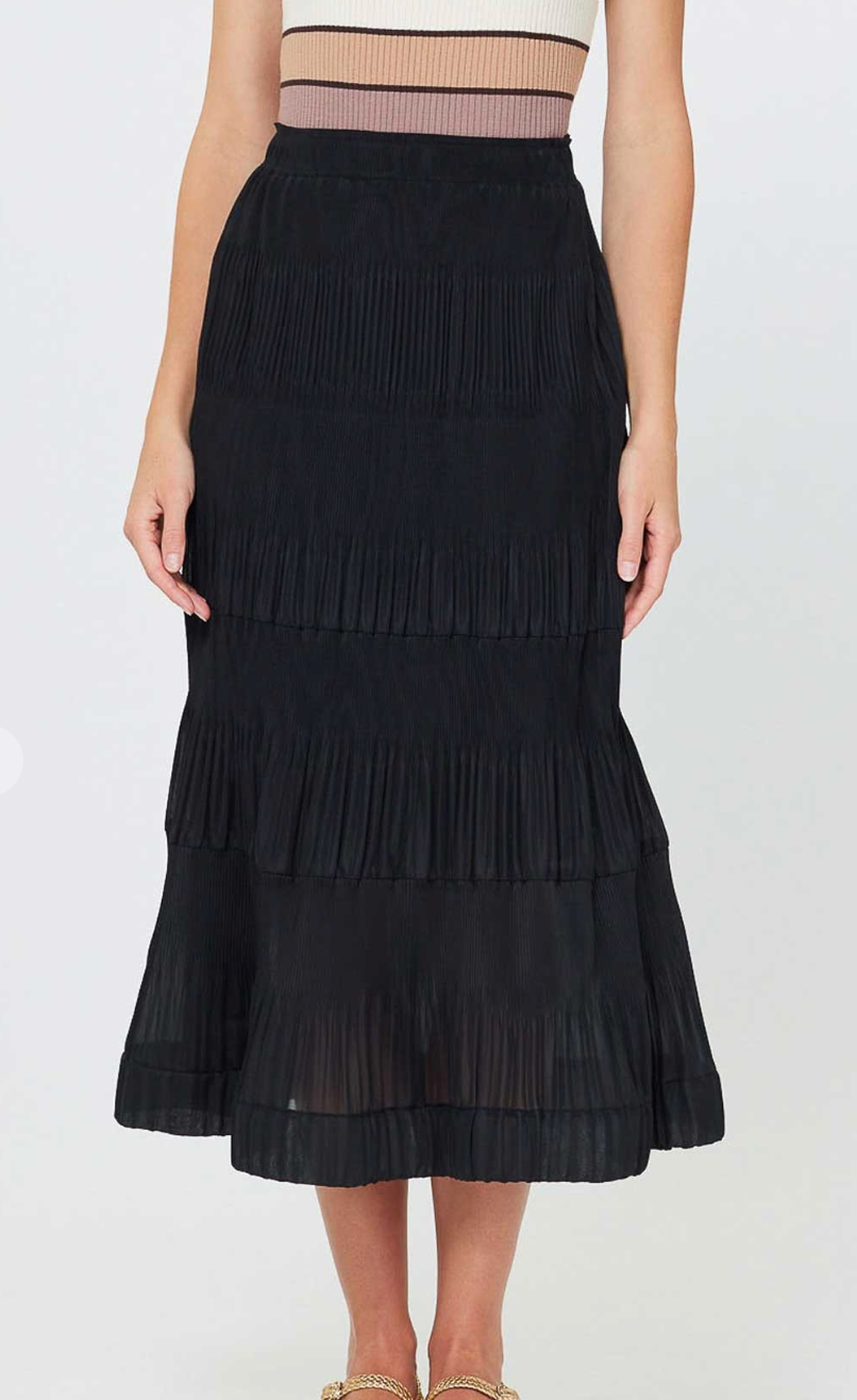 Voluminous Pleated Midi Skirt