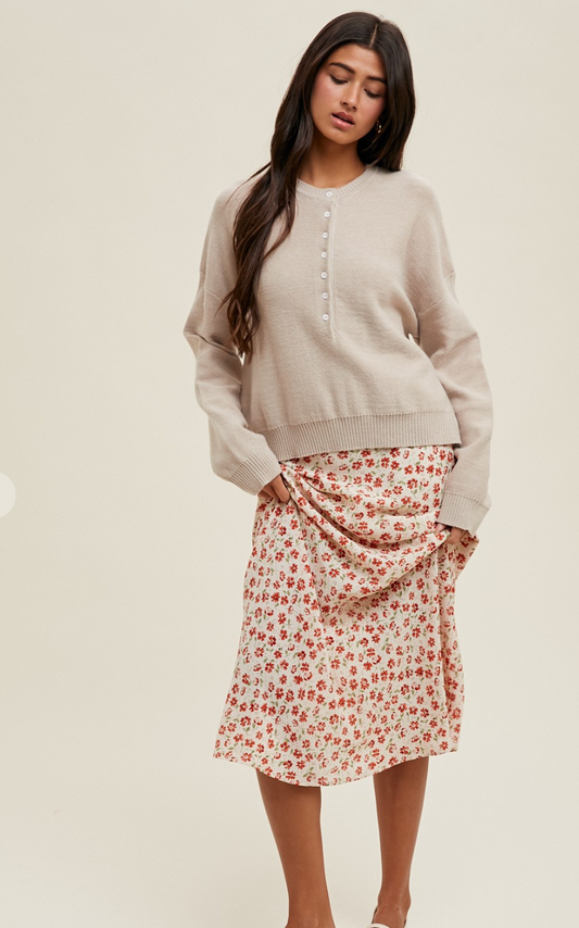 Henley Button Up Sweater