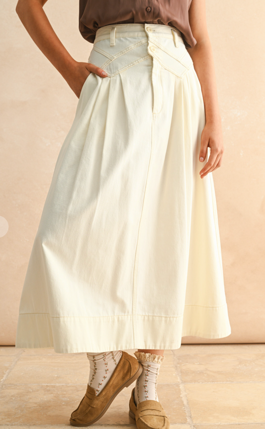 Mini Pleat Detailed Midi Skirt